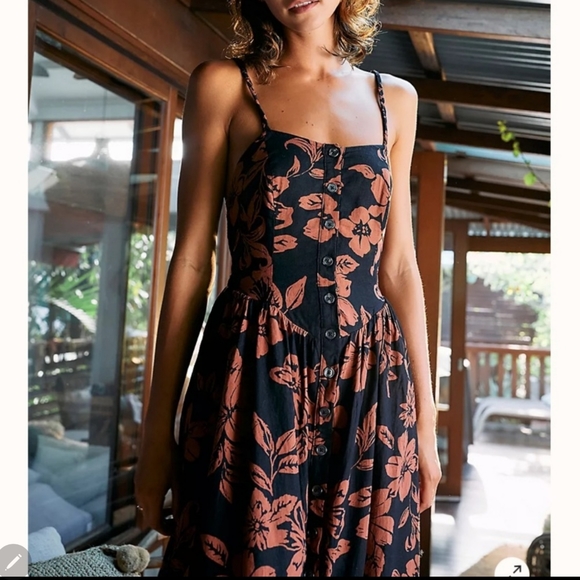 Free People The Perfect Square Neck Sleeveless Floral Midi Sundress - Picture 8 of 16